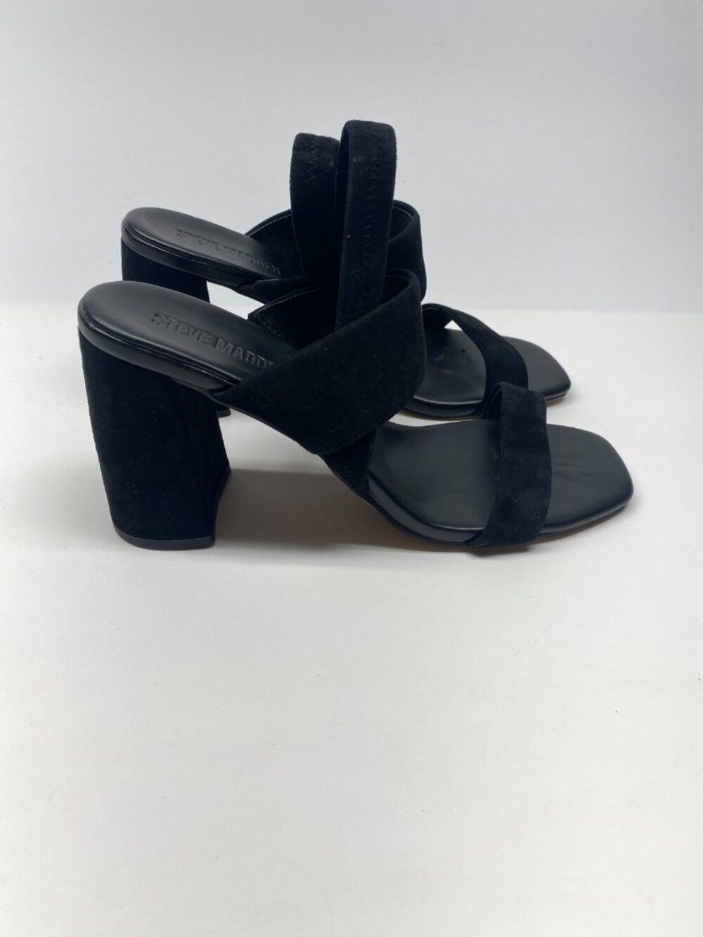 Steve Madden Women's Marbell Slingback Black Suede Block-Heel Sandals Sz 9.5 - Picture 5 of 9